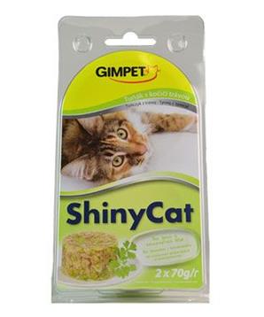 Gimpet kočka konz. ShinyCat tuňak/koc.tráv 2x70g