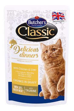 Butcher’s Cat Class.Delic.Dinn. kuře+játra kapsa100g