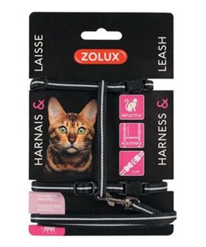 Postroj kočka s vodítkem 1,2m černý Zolux